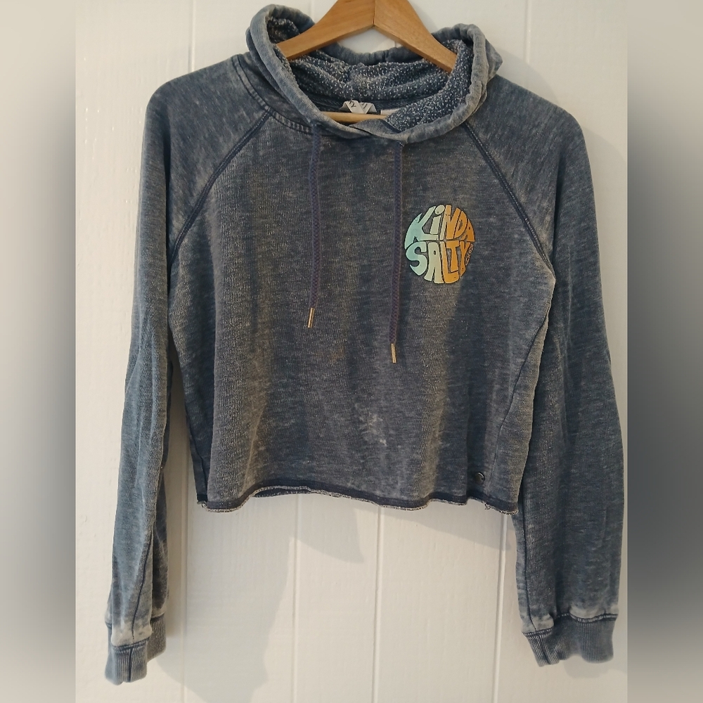 ROXY Cropped Hoodie, Distressed, Light Weight, Size XS